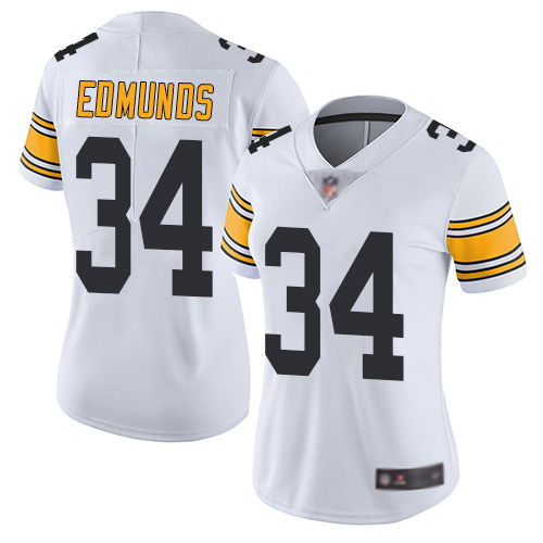 Women Pittsburgh Steelers Football #34 Limited White Terrell Edmunds Road Vapor Untouchable Nike NFL Jersey